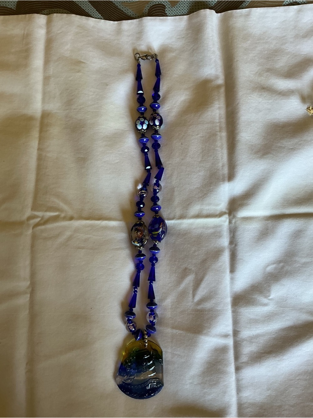 Handmade Cobalt Blue Glass Pendant Necklace